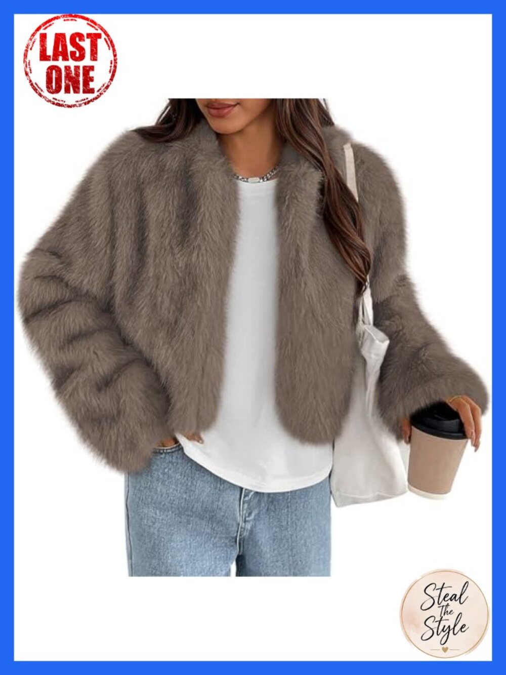 Womens Faux Fur Coat Open Front Long Sleeve Winter Jacket